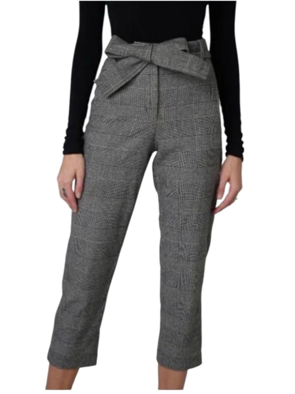 Wilfred Tie Front Pant Size 10 Black White Houndstooth Check